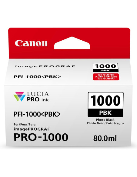 PFI-1000 PBK - Cartouche Canon Originale Noire photo 80 ml - 0546C001AA