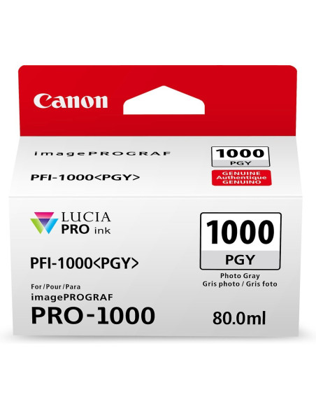 PFI-1000 PGY - Cartouche Canon Originale Photo Gris 80 ml - 0553C001AA