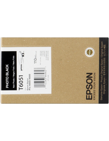 C13T605100 - Cartouche d'encre originale Epson Noir photo 110 ml