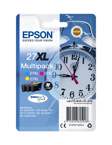 C13T27154012 - Cartouche d'encre originale Epson 3 cartouches d'encre: T2712 + T2713 + T2714  