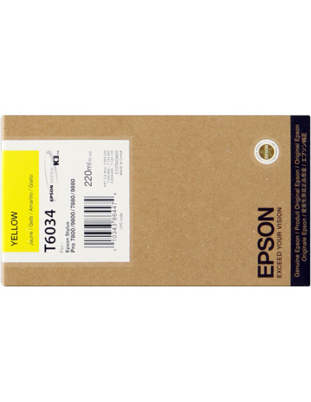 C13T603400 - Cartouche d'encre originale Epson jaune 220 ml