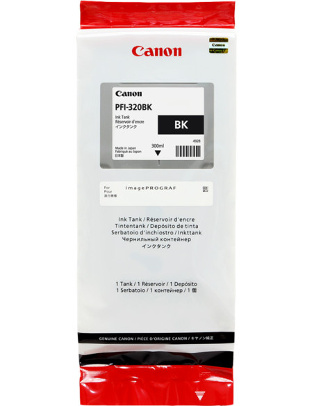 PFI-320bk - Cartouche d'encre Originale Canon Noir - 300 ml
