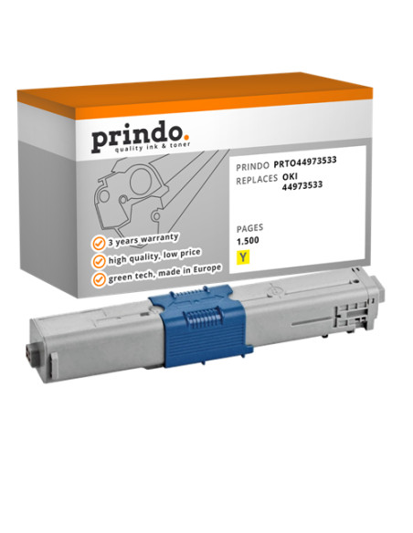 Toner Compatible Jaune pour OKI C301dn - 1 500 pages référence 44973533