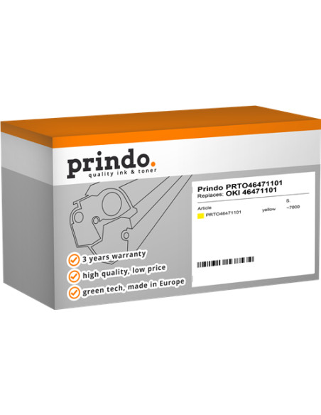 Toner Compatible Jaune pour OKI C843dn - 7 000 pages référence 46471101