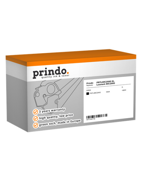 Toner Compatible Noir pour Lexmark CX510de - 8 000 pages référence 80C2XK0