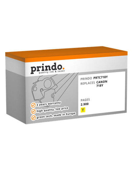 Toner Compatible Jaune pour Canon i-SENSYS LBP-7200Cdn - 2 900 pages référence 718Y