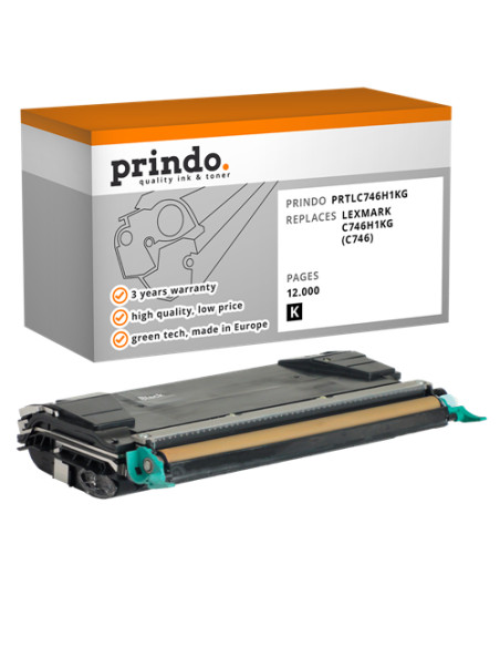 Toner Compatible Noir pour Lexmark C746n - 12 000 pages référence C746H1KG