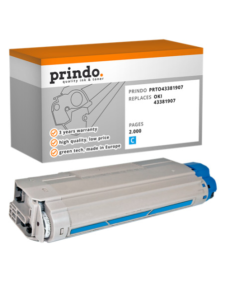 Toner Compatible Cyan pour OKI C5600n - 2 000 pages référence 43381907