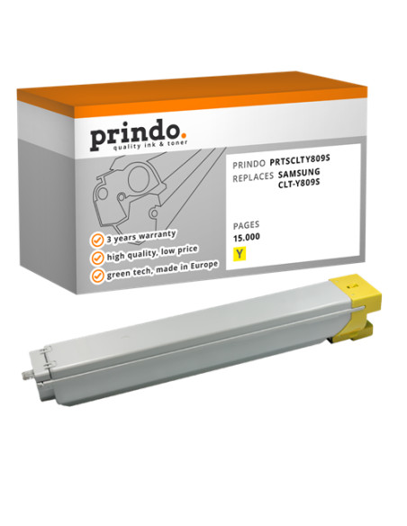 Toner Compatible Jaune pour Samsung CLX-9201NA - 15 000 pages référence CLT-Y809S