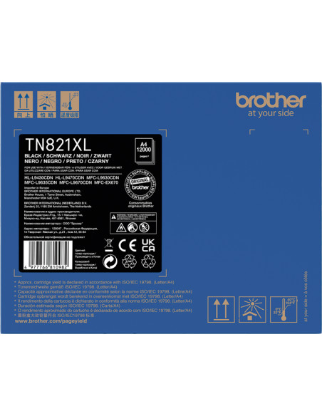 Toner original Brother Noir TN-821XLBK - 12000 pages pour impressions durables 