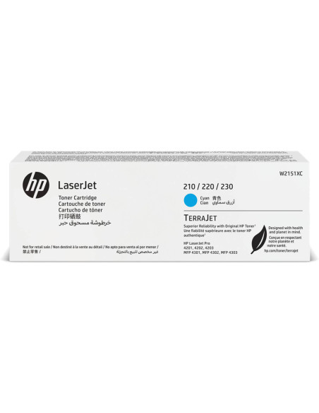 Toner HP original W2151XC Cyan pour Imprimantes Performantes 