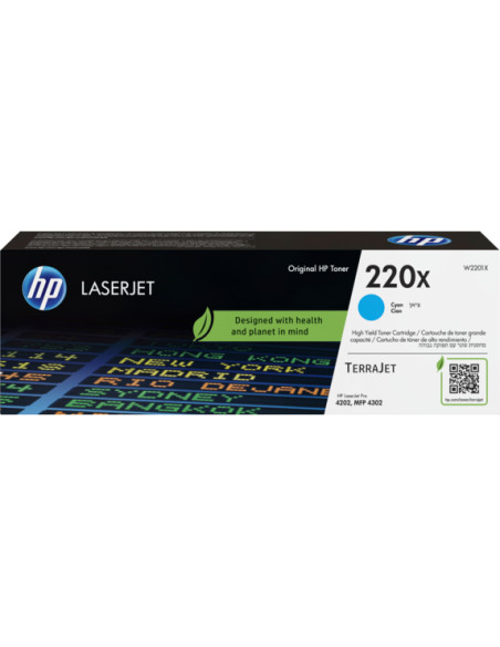 Toner HP original W2201X Cyan 220X - 5500 pages pour LaserJet 