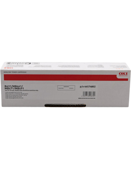 Toner OKI original 44574802 Noir B431/MB461 - 7000 Pages 