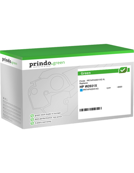 Toner HP Compatible W2031XG 6000 pages Cyan pour 415X Prindo Green XL 