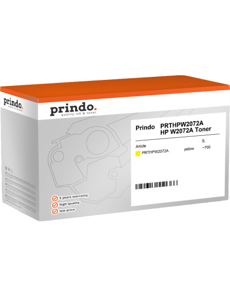 Toner Jaune Compatible HP 117A Prindo Classic - W2072A - 700 Pages 
