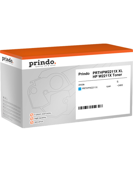 Toner HP Compatible W2211X 2450 Cyan pour 207X Prindo Classic XL 