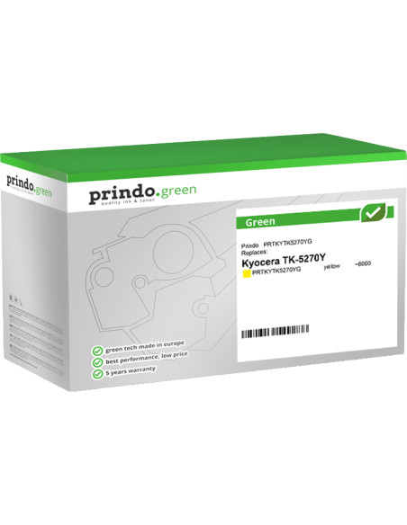 Toner Kyocera TK-5270YG Jaune Compatible 6000 pages Prindo Green 