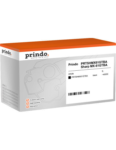 Toner Noir Compatible Sharp MX- 61GTBA - 40000 pages, Prindo Classic 