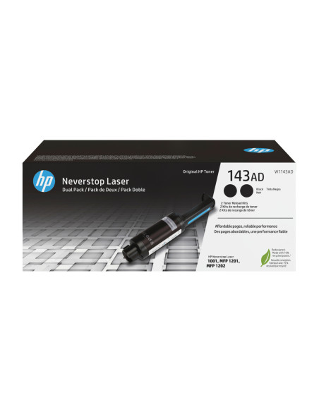 W1143AD - Kit de recharge de toner original HP 143AD Noir - Neverstop Laser 1000, 1001, 1020 et MFP 1200 à 1202 - 5 000 pages