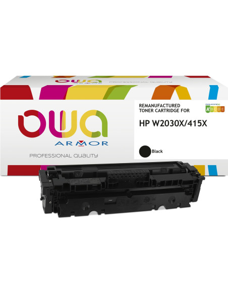 Pack 4 toners OWA Armor compatibles HP 415X haute capacité pour Color LaserJet Pro M454 et MFP M479