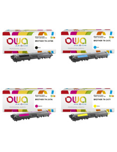 Pack 4 toners OWA Armor compatibles Brother TN-247 haute capacité pour HL-L3210 à L3270, DCP-L3510, L3550 et MFC-L3710 à L3770
