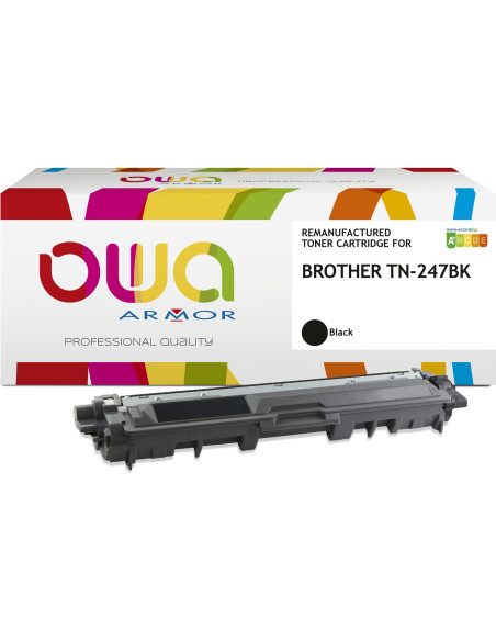 Pack 4 toners OWA Armor compatibles Brother TN-247 haute capacité pour HL-L3210 à L3270, DCP-L3510, L3550 et MFC-L3710 à L3770