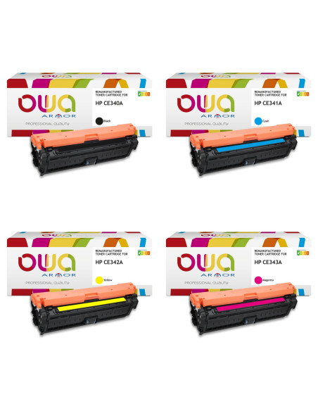 Pack 4 toners OWA Armor compatibles HP 651A pour LaserJet Enterprise 700 color MFP M775