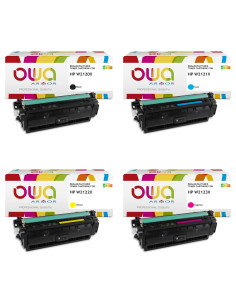 Pack 4 toners OWA Armor compatibles HP 212X haute capacité pour Color LaserJet Enterprise M554, M555 et MFP M578