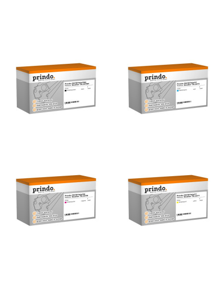 Pack 4 toners compatibles Prindo Brother TN-247 haute capacité pour HL-L3210 à L3270, DCP-L3510, L3550 et MFC-L3710 à L3770