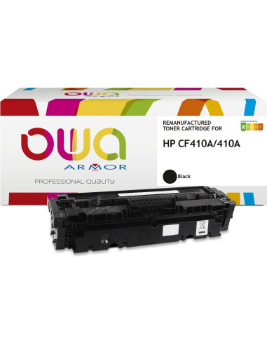 Pack 4 toners OWA Armor compatibles HP 410A pour Color LaserJet Pro M452, MFP M377 et MFP M477
