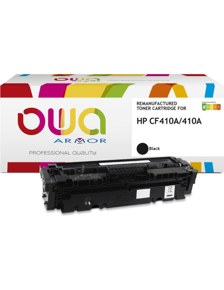 Pack 4 toners OWA Armor compatibles HP 410A pour Color LaserJet Pro M452, MFP M377 et MFP M477
