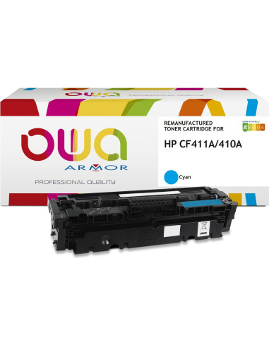 Pack 4 toners OWA Armor compatibles HP 410A pour Color LaserJet Pro M452, MFP M377 et MFP M477