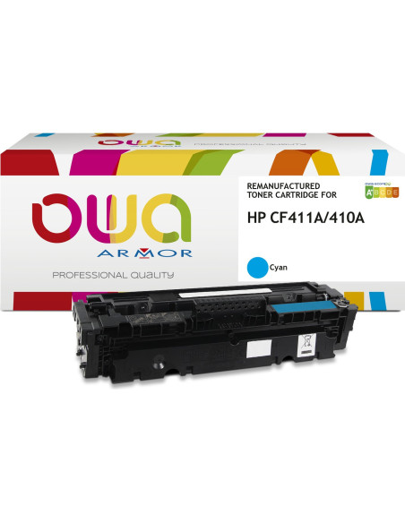 Pack 4 toners OWA Armor compatibles HP 410A pour Color LaserJet Pro M452, MFP M377 et MFP M477