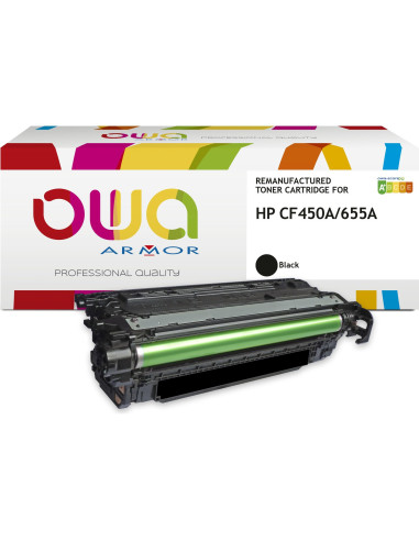 Pack 4 toners OWA Armor compatibles HP 655A pour Color LaserJet Enterprise M652, M653 et MFP M681, M682