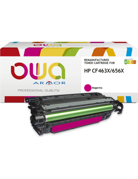 Pack 4 toners OWA Armor compatibles HP 656X haute capacité pour Color LaserJet Enterprise M652 et M653