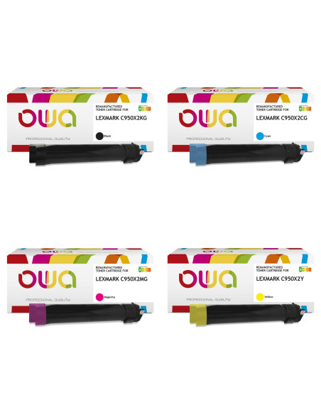 Pack 4 toners OWA Armor compatibles Lexmark C950X2 haute capacité pour C950de