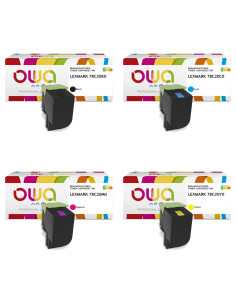 Pack 4 toners OWA Armor compatibles Lexmark 78C20 pour CS421, CS521, CS622, CX421, CX522, CX622 et CX625