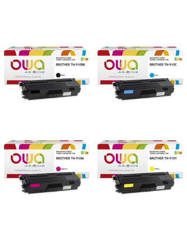 Pack 4 toners OWA Armor compatibles Brother TN-910 haute capacité pour HL-L9310 et MFC-L9570