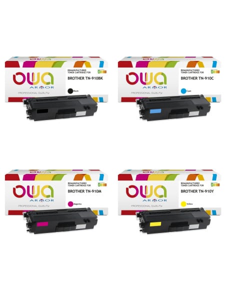 Pack 4 toners OWA Armor compatibles Brother TN-910 haute capacité pour HL-L9310 et MFC-L9570