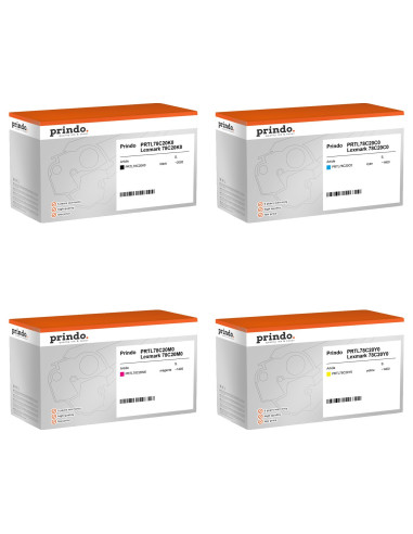 Pack 4 toners compatibles Prindo Lexmark 78C20 pour CS421, CS521, CS622, CX421, CX522, CX622 et CX625
