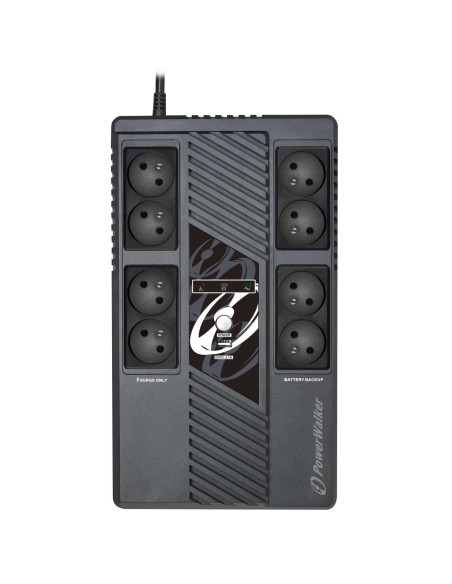 10121164 - Onduleur PowerWalker VI 600 MS FR 600 VA / 360 W, line-interactive, format multiprise, 4 prises FR