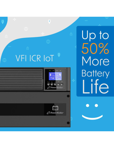 10122196 - Onduleur PowerWalker VFI 1000 ICR IoT 1000 VA / 1000 W, on-line double conversion, rack/tour 2U, 8 prises IEC C13