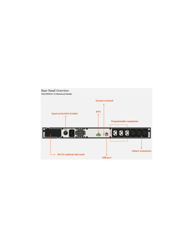 EDGE-1000IRM1U - Onduleur Vertiv Liebert EDGE 1000 VA / 900 W, line-interactive, rack 1U, 3 prises IEC C13
