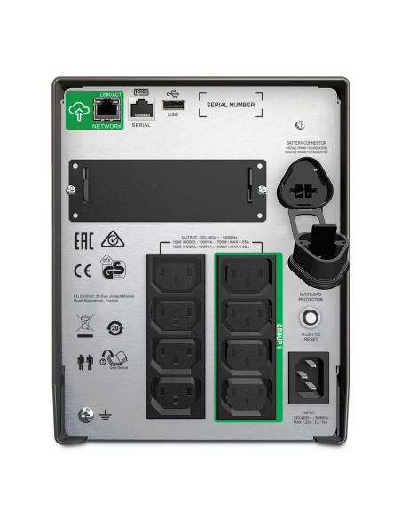 SMT1500IC - Onduleur APC Smart-UPS SMT 1500 VA / 1000 W, line-interactive, 8 prises IEC C13