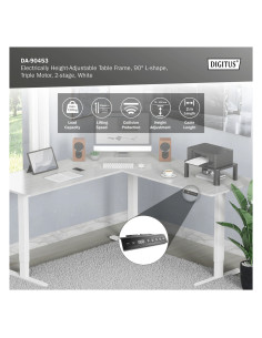 DA-90453 – Châssis bureau assis-debout électrique Digitus 3 pieds – Hauteur 124-208 cm, charge 120 kg, blanc