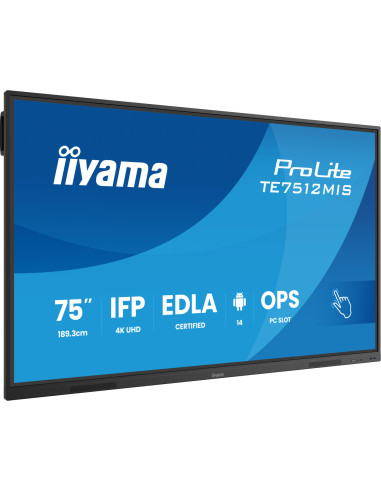 TE7512MIS-B4AG - Écran interactif iiyama ProLite TE12MIS 75 pouces 4K tactile Android 14 EDLA