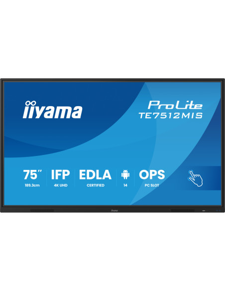 TE7512MIS-B4AG - Écran interactif iiyama ProLite TE12MIS 75 pouces 4K tactile Android 14 EDLA