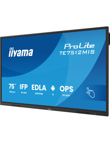 TE7512MIS-B4AG - Écran interactif iiyama ProLite TE12MIS 75 pouces 4K tactile Android 14 EDLA