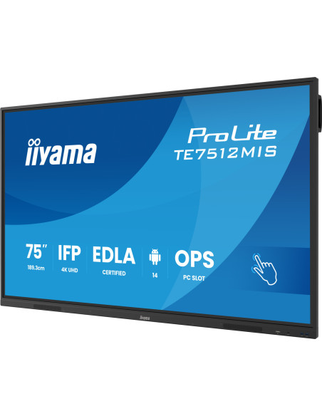 TE7512MIS-B4AG - Écran interactif iiyama ProLite TE12MIS 75 pouces 4K tactile Android 14 EDLA